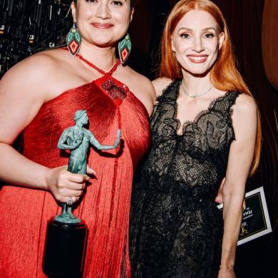 Backstage with Lily Gladstone and Jessica Chastain at the 30th Annual Actor Awards